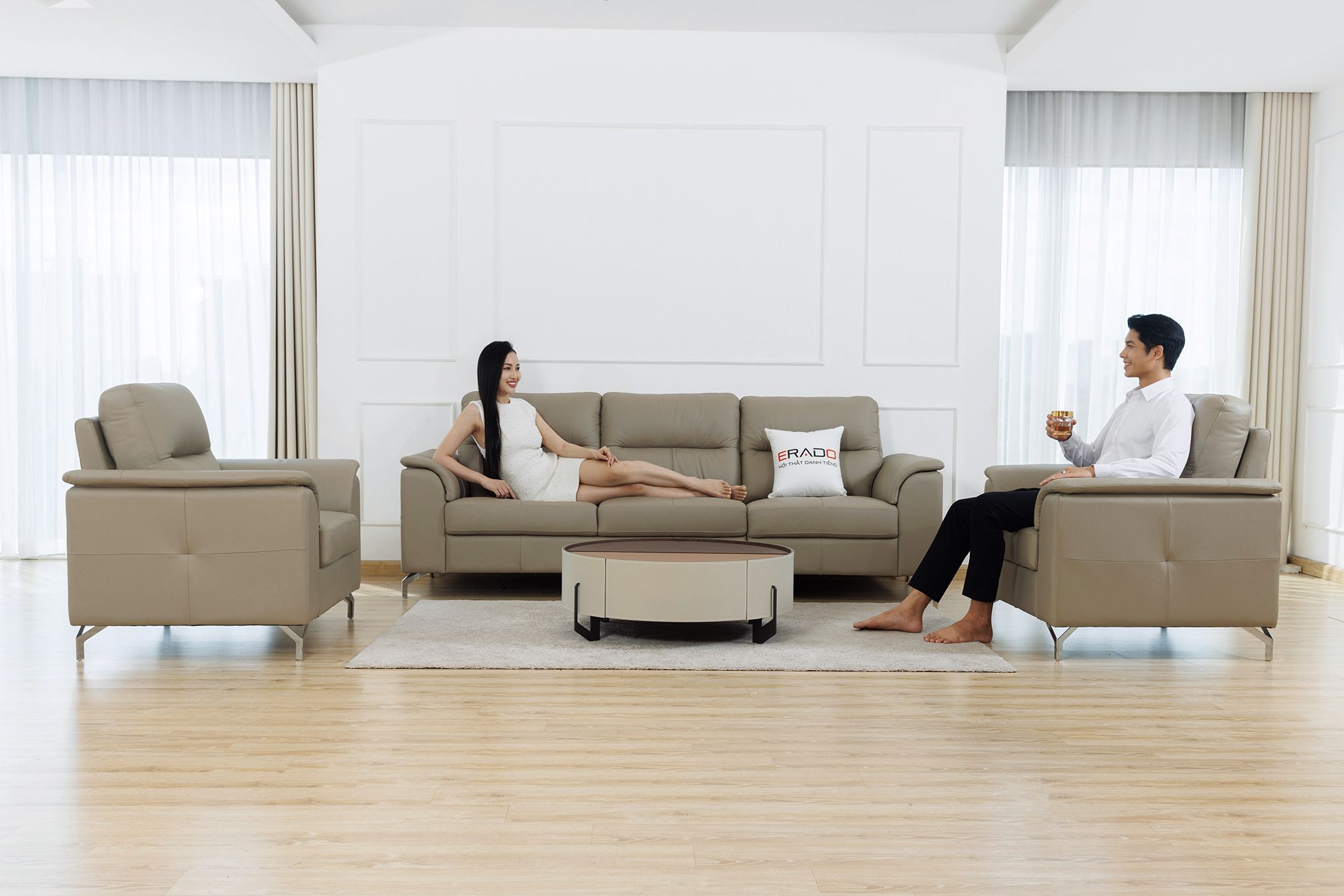 Sofa bộ da thật nhập khẩu Malaysia mã 9412